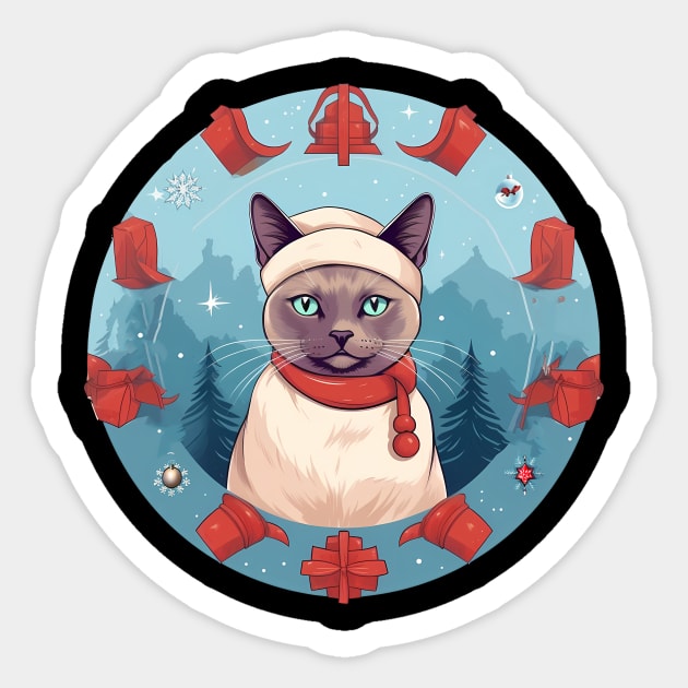 Burmese Cat Xmas, Love Cats Sticker by logiamerch